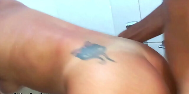 bathroom,husband,interracial,shower,skinny,wife