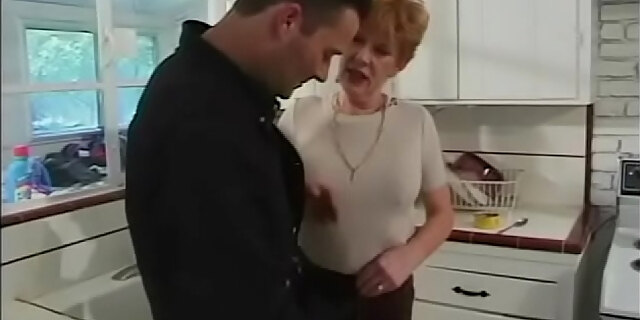 blonde,blowjob,cumshot,facial,granny,hairy,kitchen,old,redhead